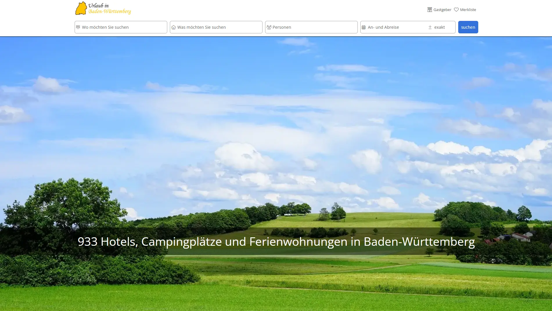 Screenshot: Urlaub-in-Baden-Wuerttemberg.de Startseite