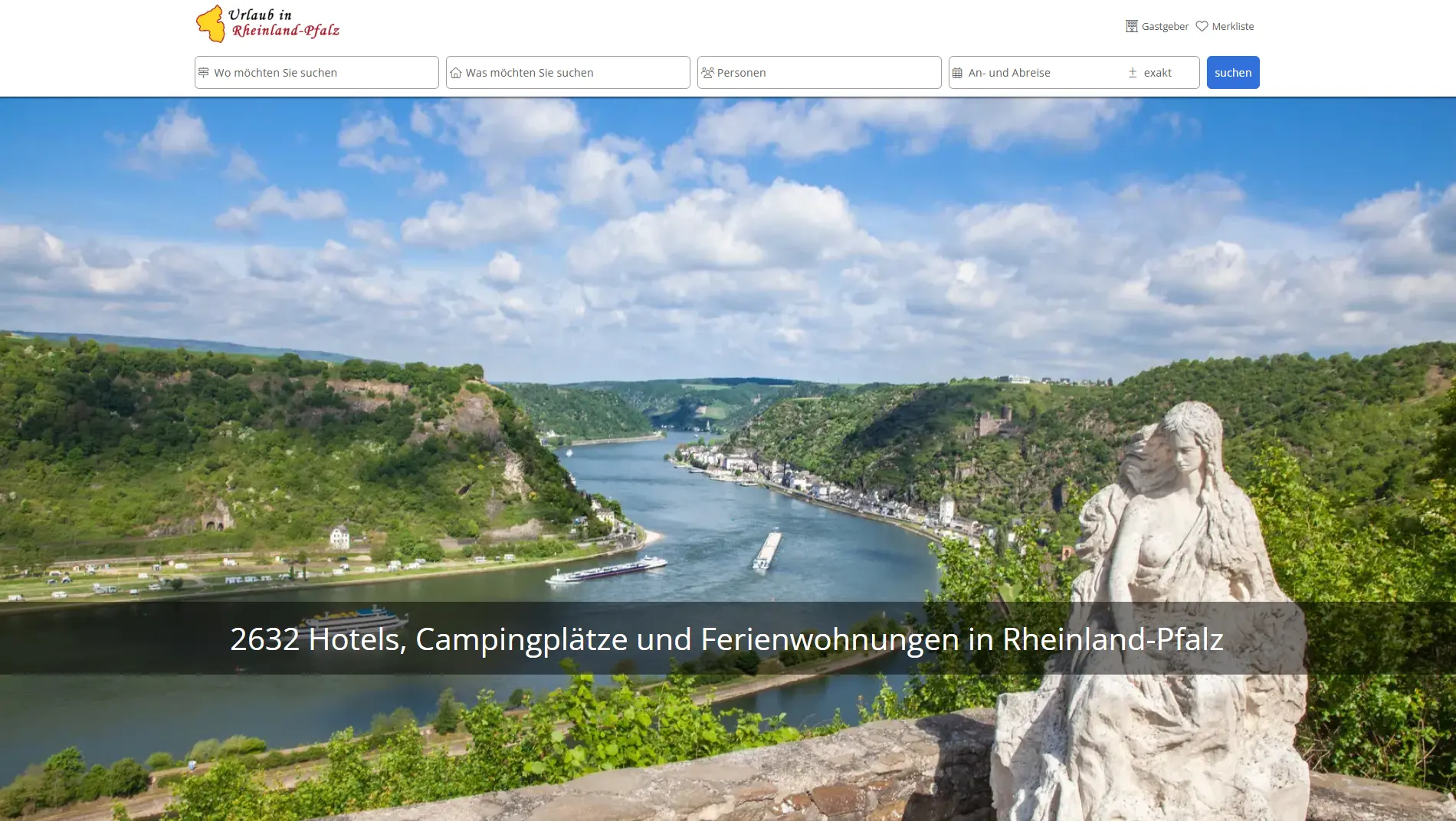 Screenshot: Urlaub-in-Rheinland-Pfalz.de Startseite